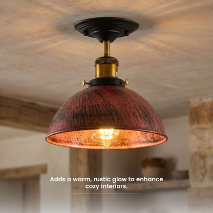 Industrial Semi-Flush Ceiling Light – E27, Dome or Flat Shade - photo 15