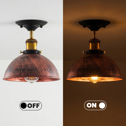 Industrial Semi-Flush Ceiling Light – E27, Dome or Flat Shade - photo 16