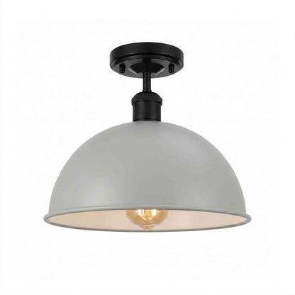 Industrial Semi-Flush Ceiling Light – E27, Dome or Flat Shade - photo 57