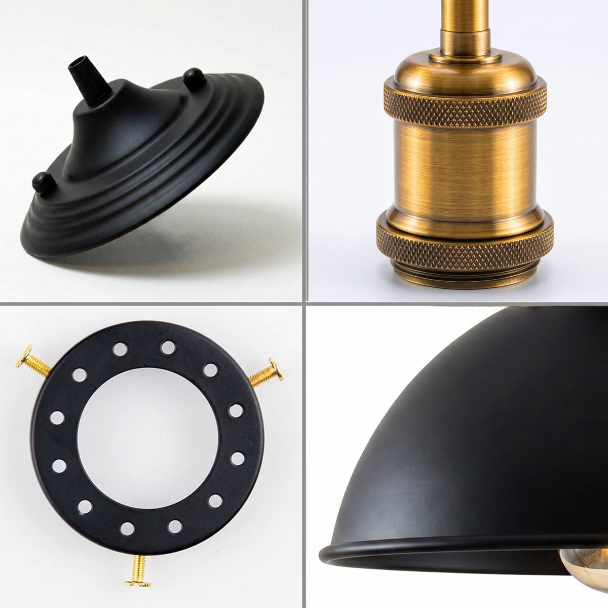 Industrial Semi-Flush Ceiling Light – E27, Dome or Flat Shade - photo 5