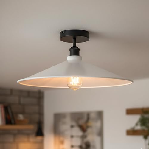 Industrial Semi-Flush Ceiling Light – E27, Dome or Flat Shade - photo 71