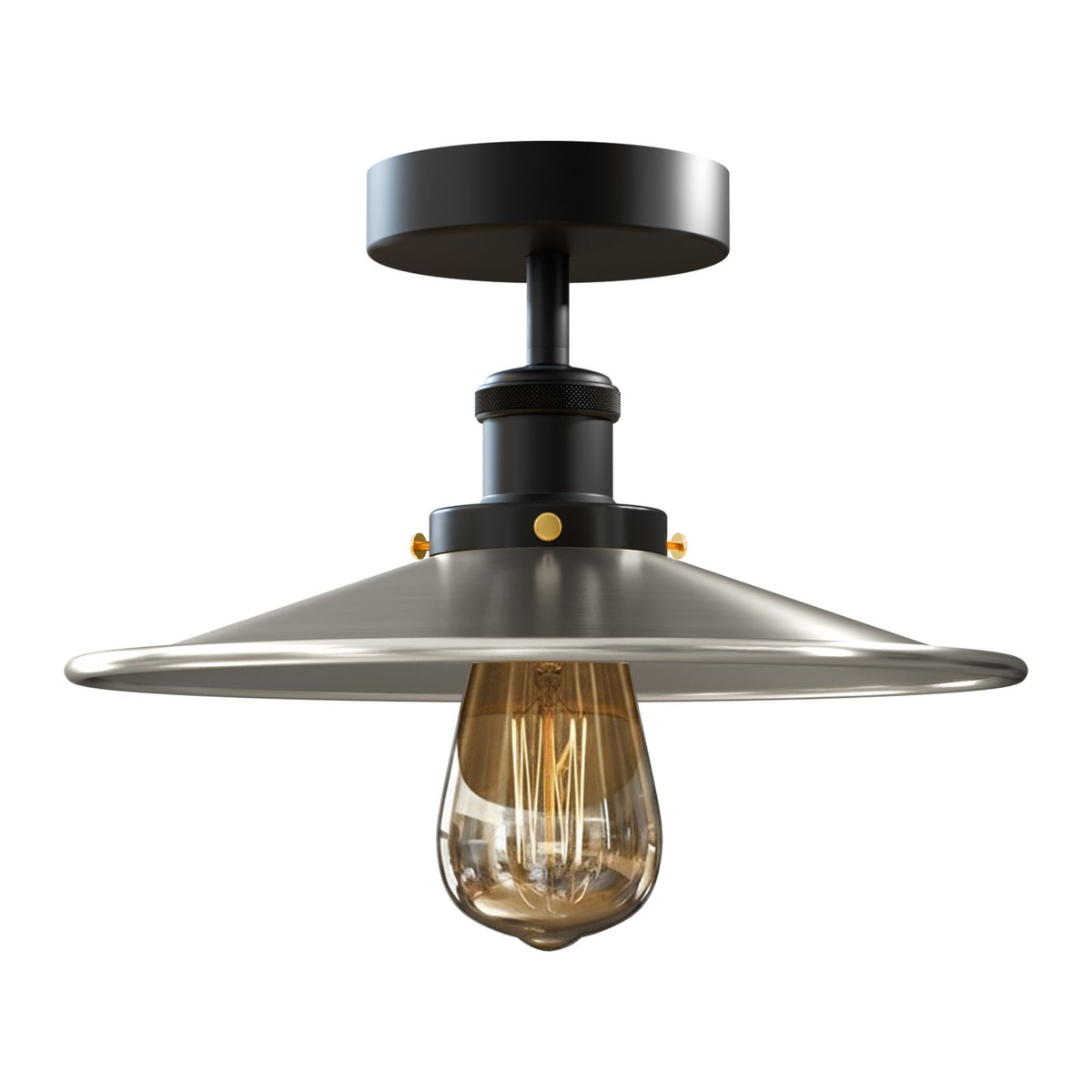 Industrial Semi-Flush Ceiling Light – E27, Dome or Flat Shade - photo 51