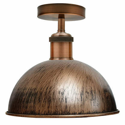 Industrial Semi-Flush Ceiling Light – E27, Dome or Flat Shade - photo 40
