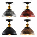 Industrial Semi-Flush Ceiling Light – E27, Dome or Flat Shade