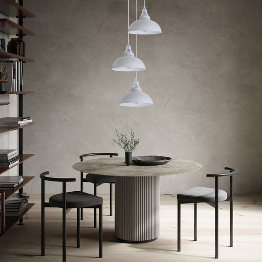 3 Light White Curvy Pendant – Round Plate or Straight Bar, E27