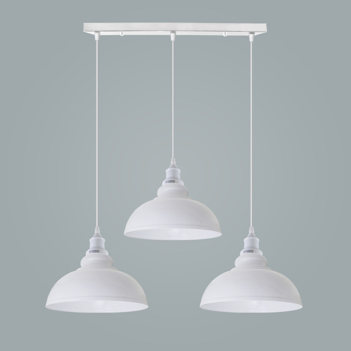 3 Light White Curvy Pendant – Round Plate or Straight Bar, E27 - White, Curvy 29 cm White, Straight Bar, Without Bulb