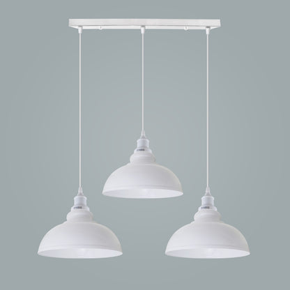 3 Light White Curvy Pendant – Round Plate or Straight Bar, E27 - White, Curvy 29 cm White, Straight Bar, Without Bulb