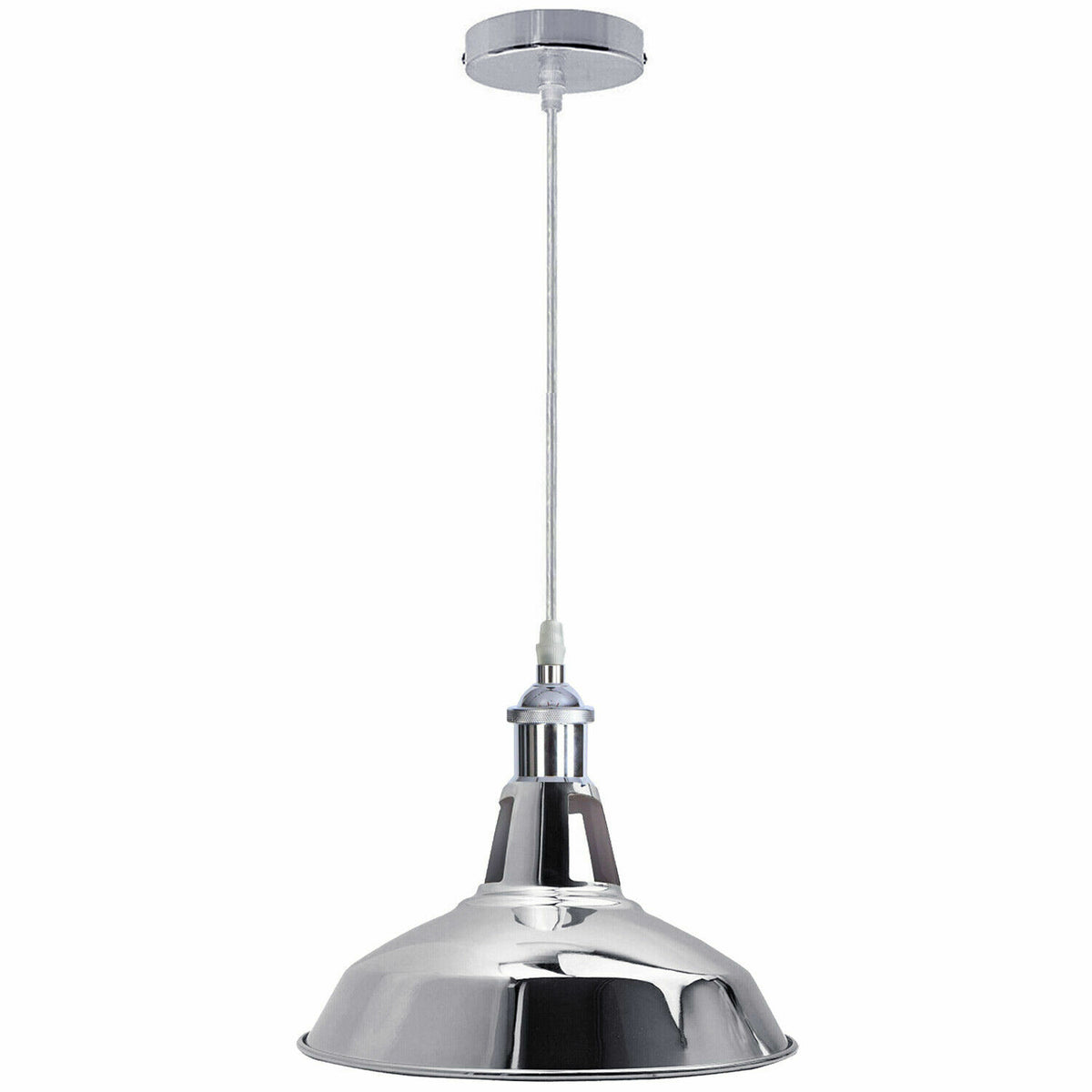 Chrome Pendant Light with Metal Shade – 4 Shade Styles, E27 - photo 5