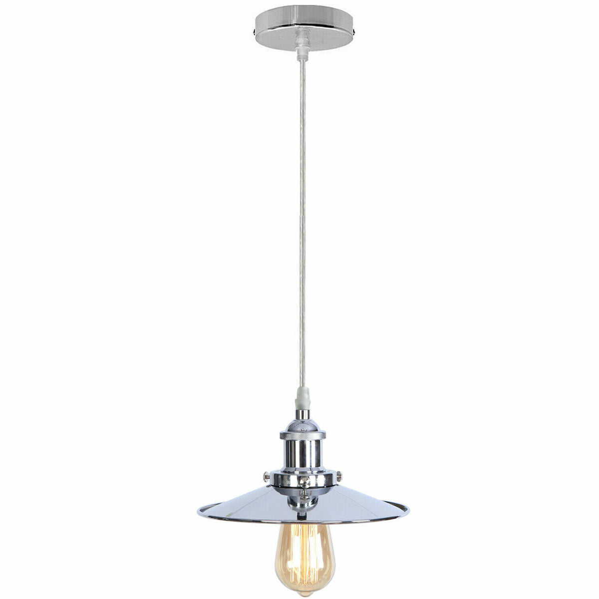 Chrome Pendant Light with Metal Shade – 4 Shade Styles, E27 - photo 7