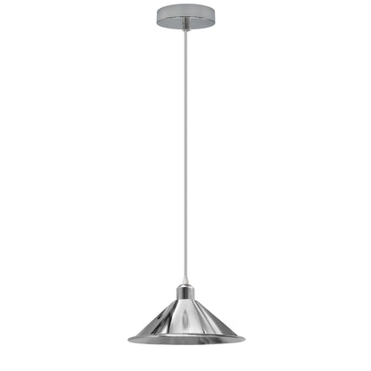 Chrome Pendant Light with Metal Shade – 4 Shade Styles, E27 - Chrome, Small Cone 22 cm Chrome, Without Bulb