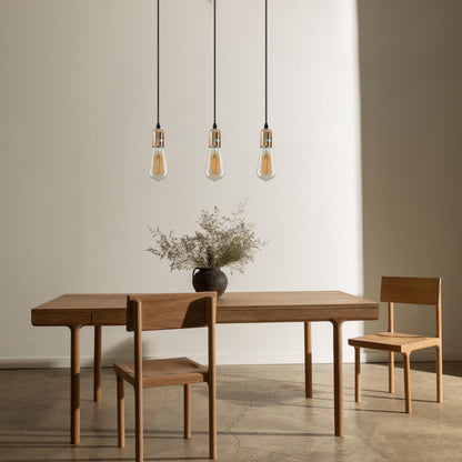 3-Light Cluster Pendant – Bar or Round Plate, 5 Metal Finishes, E27 - photo 6