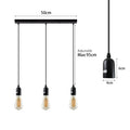 3-Light Cluster Pendant – Bar or Round Plate, 5 Metal Finishes, E27