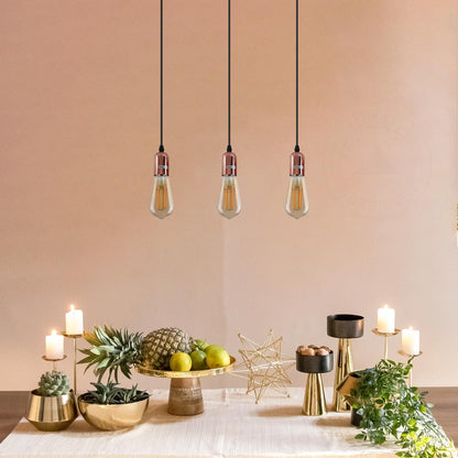 3-Light Cluster Pendant – Bar or Round Plate, 5 Metal Finishes, E27 - photo 10