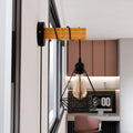 Plug-In Wood Block Wall Light with Dimmer – Diamond Cage or Bare Bulb