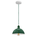 Dome or Cone Pendant Light – Green, Twisted Fabric Cable, E27