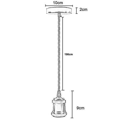 Pendant Light Fitting with 2 m Twisted Cable – Rose Gold, E27 - photo 2