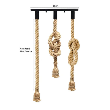 3-Light Knotted Rope Pendant Bar – Black Ceiling Bar, E27