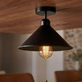 Flush Mount Ceiling Light – Black Fitting, 50+ Shades & Cages, E27