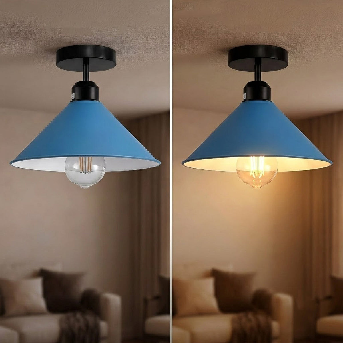 Flush Mount Ceiling Light – Black Fitting, 50+ Shades & Cages, E27 - photo 4