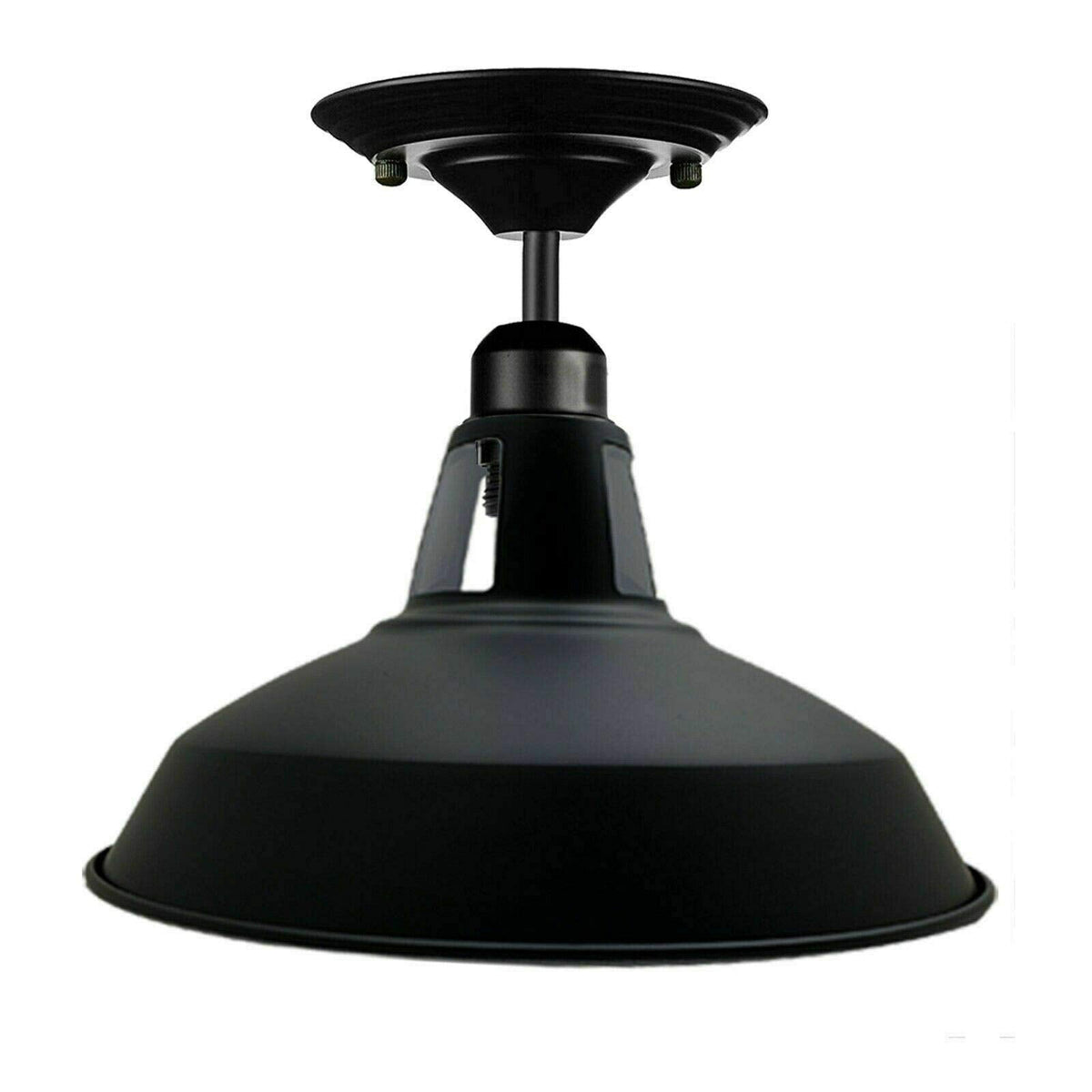 Flush Mount Ceiling Light – Black Fitting, 50+ Shades & Cages, E27 - Black, Barn Slotted 30 cm Black & White Inner, Without Bulb