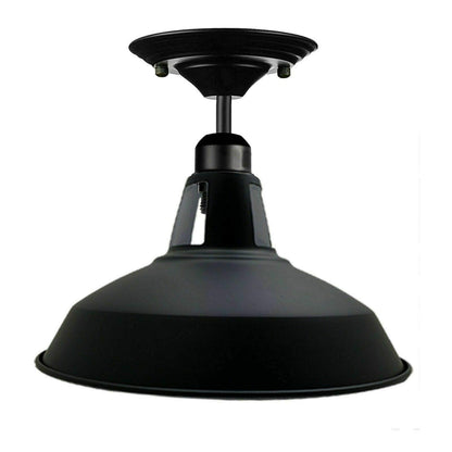 Flush Mount Ceiling Light – Black Fitting, 50+ Shades & Cages, E27 - Black, Barn Slotted 30 cm Black & White Inner, Without Bulb