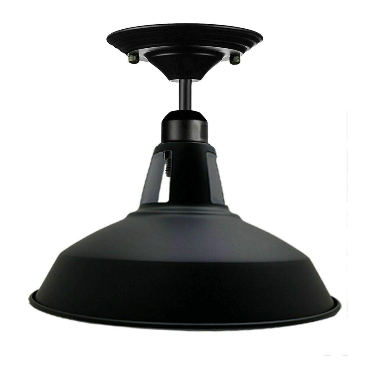 Flush Mount Ceiling Light – Black Fitting, 50+ Shades & Cages, E27 - Black, Barn Slotted 30 cm Black, Without Bulb