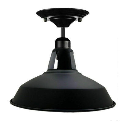 Flush Mount Ceiling Light – Black Fitting, 50+ Shades & Cages, E27 - Black, Barn Slotted 30 cm Black, Without Bulb