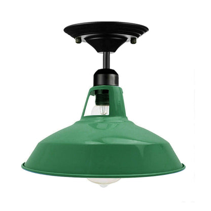Flush Mount Ceiling Light – Black Fitting, 50+ Shades & Cages, E27 - Black, Barn Slotted 30 cm Green, Without Bulb