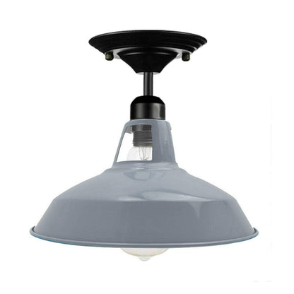 Flush Mount Ceiling Light – Black Fitting, 50+ Shades & Cages, E27 - Black, Barn Slotted 30 cm Grey, Without Bulb