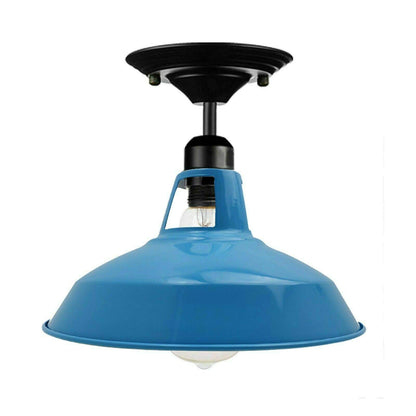 Flush Mount Ceiling Light – Black Fitting, 50+ Shades & Cages, E27 - Black, Barn Slotted 30 cm Blue, Without Bulb