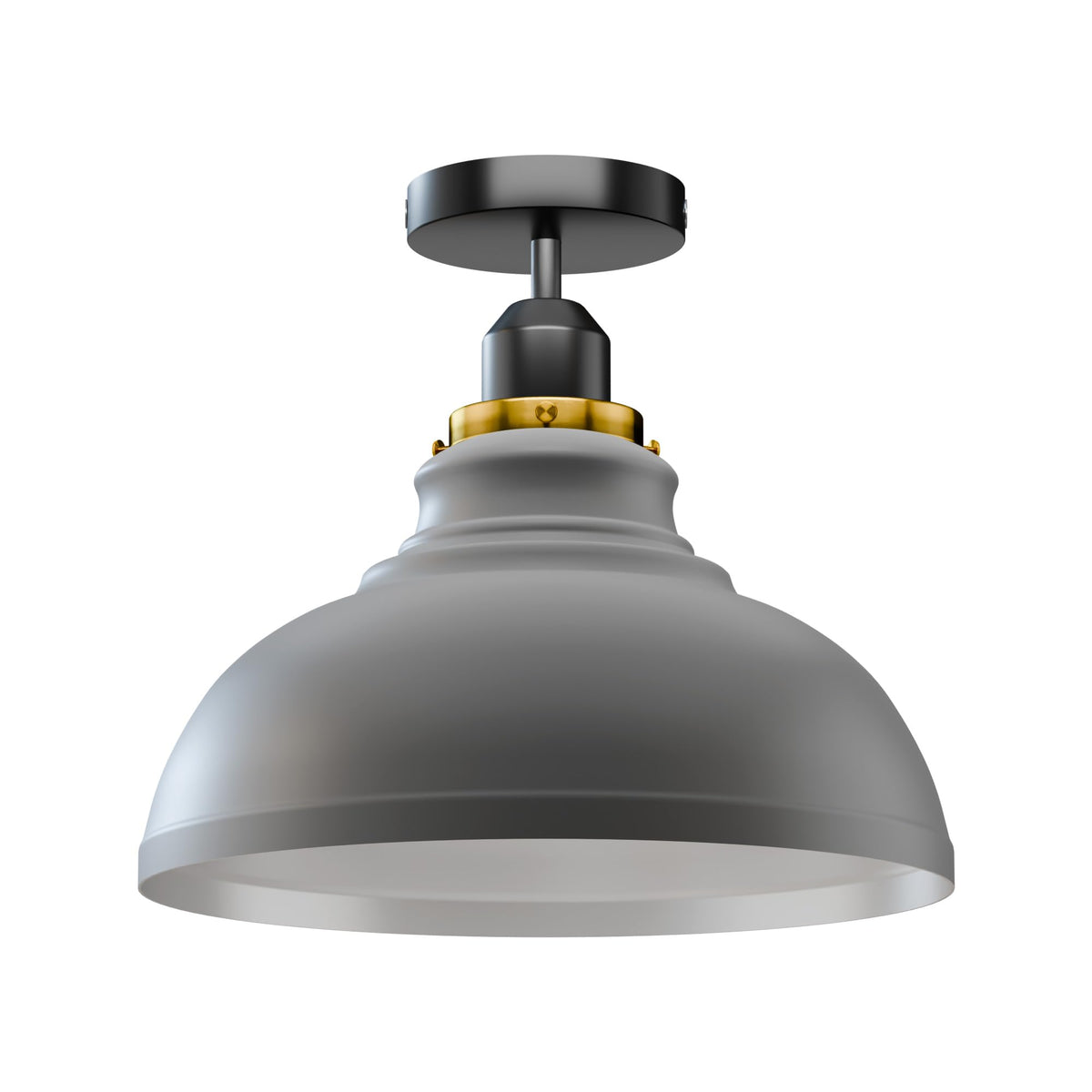 Flush Mount Ceiling Light – Black Fitting, 50+ Shades & Cages, E27 - Black, Curvy 29 cm Grey, Without Bulb