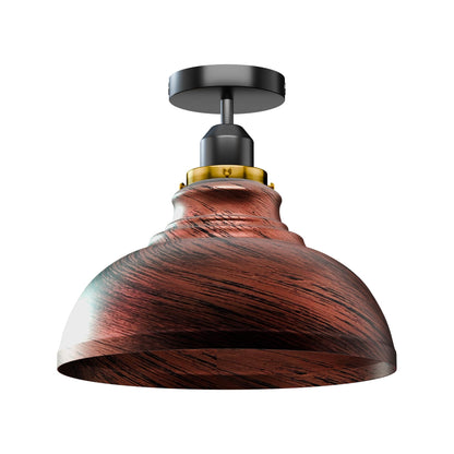 Flush Mount Ceiling Light – Black Fitting, 50+ Shades & Cages, E27 - Black, Curvy 29 cm Rustic Red, Without Bulb