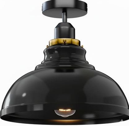 Flush Mount Ceiling Light – Black Fitting, 50+ Shades & Cages, E27 - Black, Curvy 29 cm Black, Without Bulb