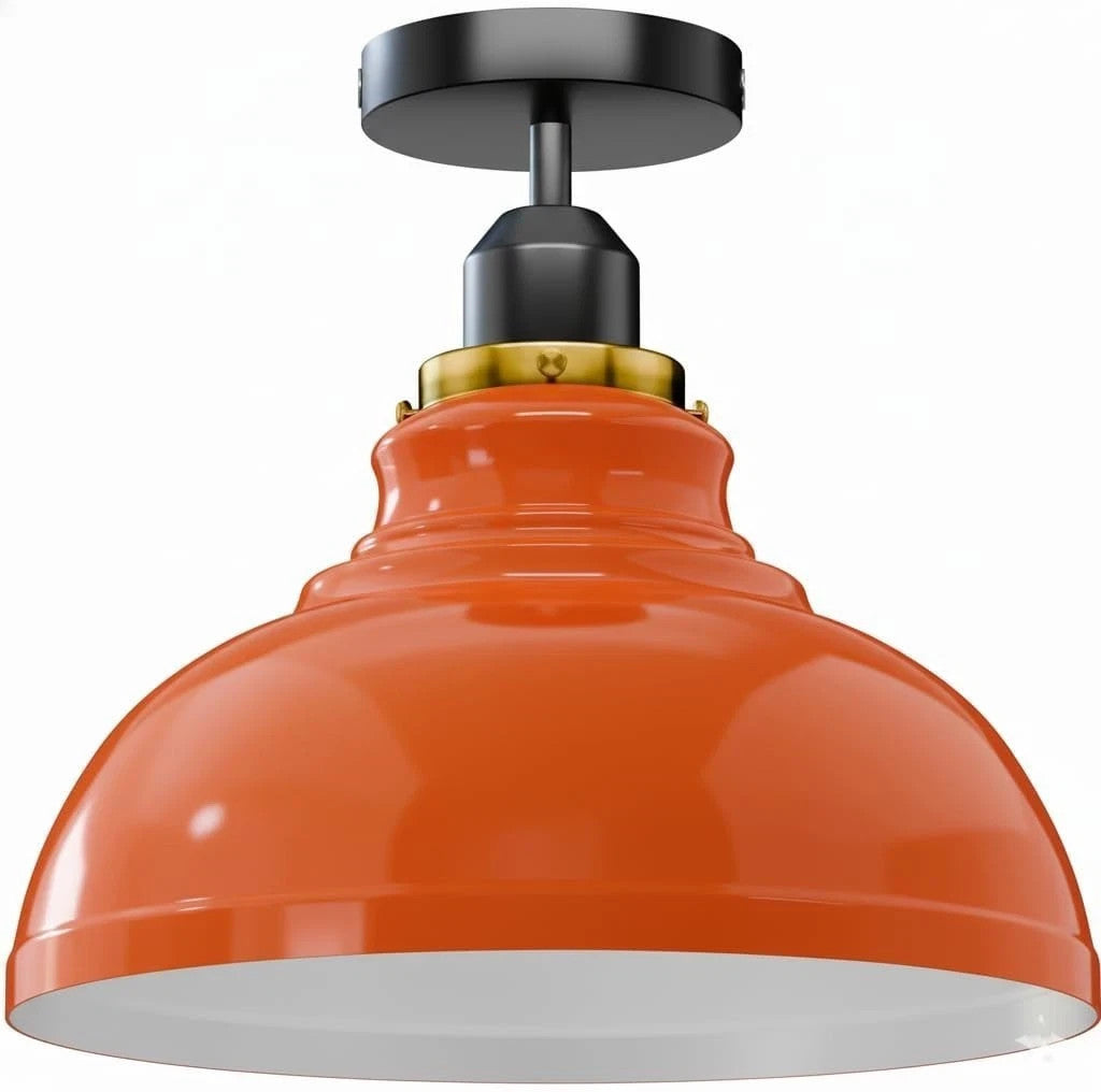 Flush Mount Ceiling Light – Black Fitting, 50+ Shades & Cages, E27 - Black, Curvy 29 cm Orange, Without Bulb