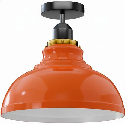 Flush Mount Ceiling Light – Black Fitting, 50+ Shades & Cages, E27 - Black, Curvy 29 cm Orange, Without Bulb