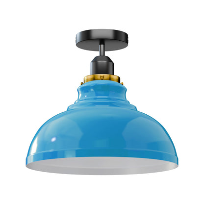Flush Mount Ceiling Light – Black Fitting, 50+ Shades & Cages, E27 - Black, Curvy 29 cm Blue, Without Bulb