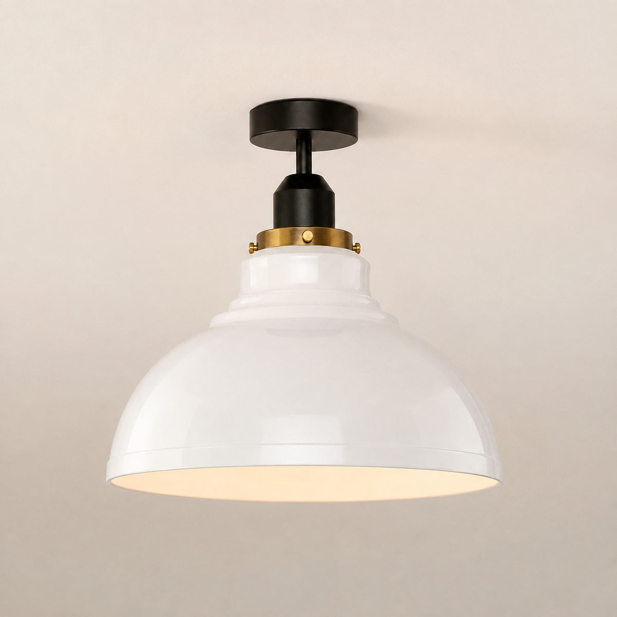 Flush Mount Ceiling Light – Black Fitting, 50+ Shades & Cages, E27 - Black, Curvy 29 cm White, Without Bulb