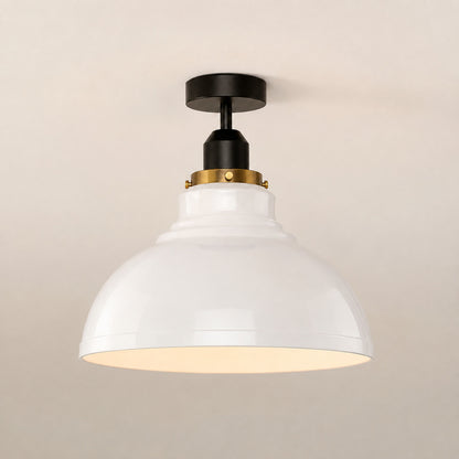 Flush Mount Ceiling Light – Black Fitting, 50+ Shades & Cages, E27 - Black, Curvy 29 cm White, Without Bulb
