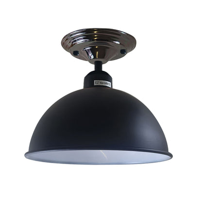 Flush Mount Ceiling Light – Black Fitting, 50+ Shades & Cages, E27 - Black, Dome 21 cm Black & White Inner, Without Bulb