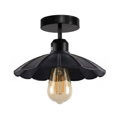 Flush Mount Ceiling Light – Black Fitting, 50+ Shades & Cages, E27 - Black, Lounge 22 cm Black, ST64 LED Bulb 4W