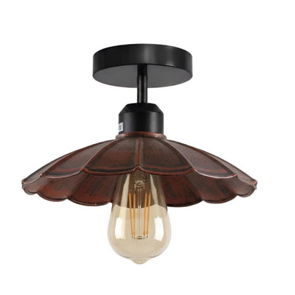 Flush Mount Ceiling Light – Black Fitting, 50+ Shades & Cages, E27 - Black, Lounge 22 cm Rustic Red, ST64 LED Bulb 4W