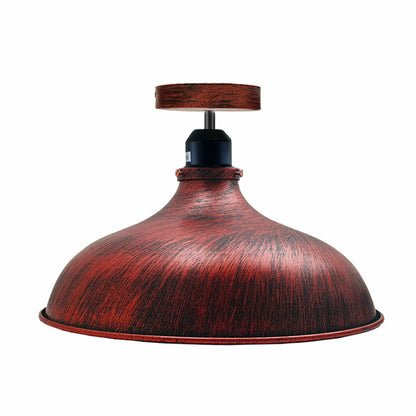 Flush Mount Ceiling Light – Black Fitting, 50+ Shades & Cages, E27 - Black, Wide Round 36 cm Rustic Red, Without Bulb
