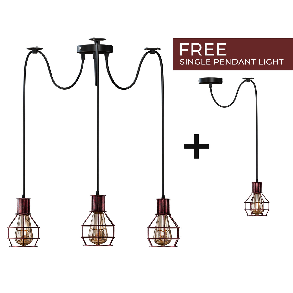 Cage Spider Pendant – 3-Way, or 2-Way + Single Pendant, E27 - photo 11