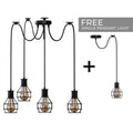Cage Spider Pendant Set – 4-Arm Spider & Single Pendant, 4 Colours - ST64 LED Bulb 4W, Black, 4-Arm Spider & Single Pendant