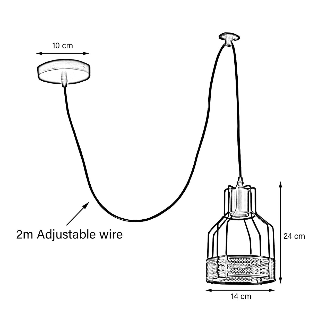 Bird Cage Swag Pendant – Black, 2 m Cable, Hook or Pulley - photo 3