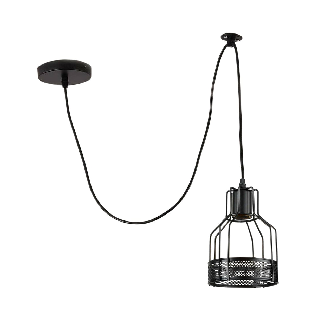 Bird Cage Swag Pendant – Black, 2 m Cable, Hook or Pulley - Black, Bird Cage, Swag Hook, Without Bulb