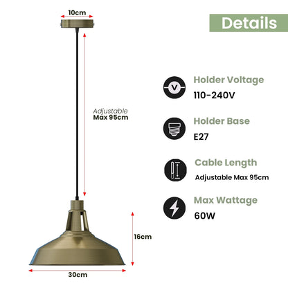 Industrial Pendant Light – Barn, Gloss Dome, Cone or Hemp Shade - photo 5