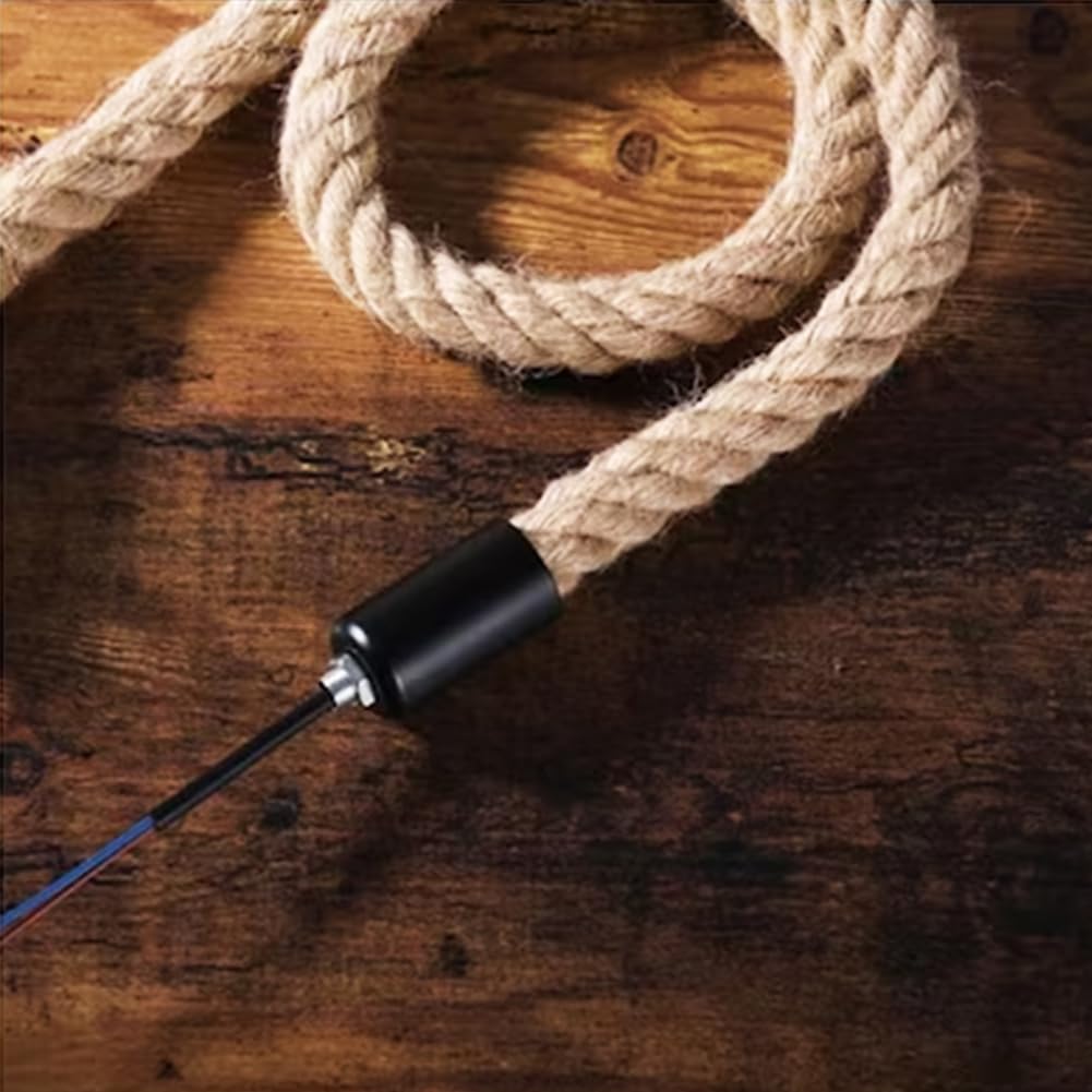4-Light Hemp Rope Cage Bar Pendant – Black, E27 - photo 4