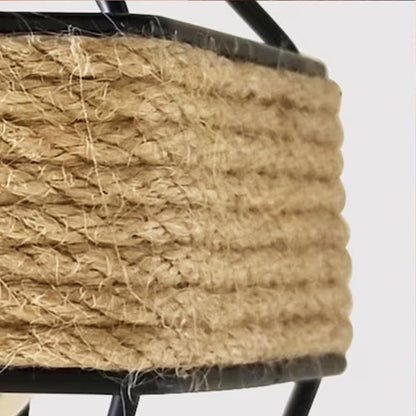 5 Light Hemp Rope Bar Pendant – Rope-Wrapped Black Cages, E27 - photo 6