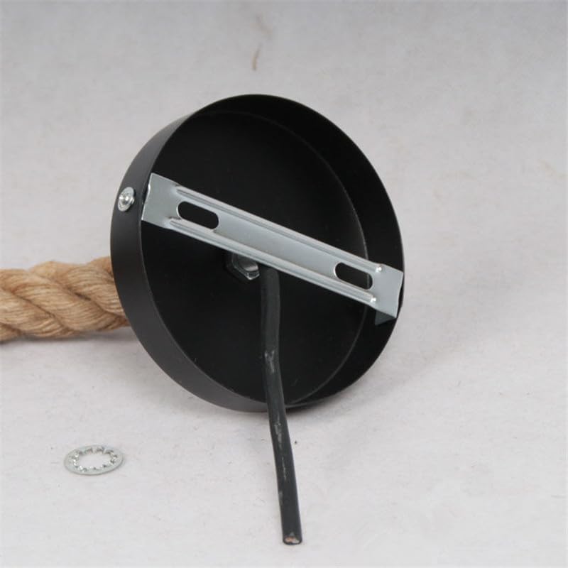 5 Light Hemp Rope Bar Pendant – Rope-Wrapped Black Cages, E27 - photo 7